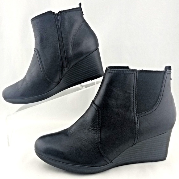 clarks black wedge ankle boots